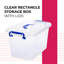 Takyra 55L Heavy Duty Clear Plastic Storage Box with Lid & Wheels Stackable Storage Container