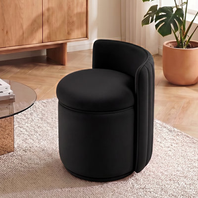 Modern Upholstered Swivel Barrel Accent Chair with Round Base