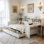 Lit de jour double en bois avec tablettes de rangement, lit multifonctionnel avec lit gigogne simple et bureau-1554009146