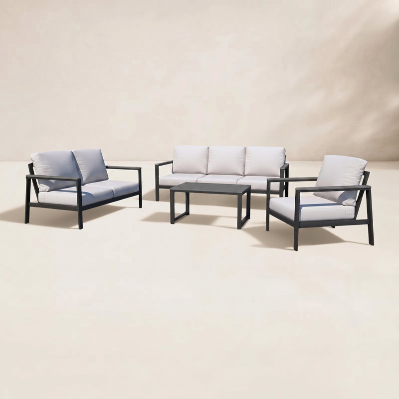 Townsend 4 Piece Sofa Seating Group with Sunbrella® Cushions, Sunbrella Canvas Natural