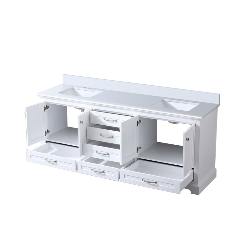 Double Bath Vanity with Cultured Marble Top, White