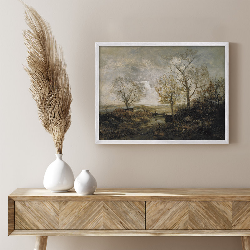 «Classic French Country Fall Trees Rustic Artwork, impressions encadrées, affiches, petit art mural de salle de bain», Blanc