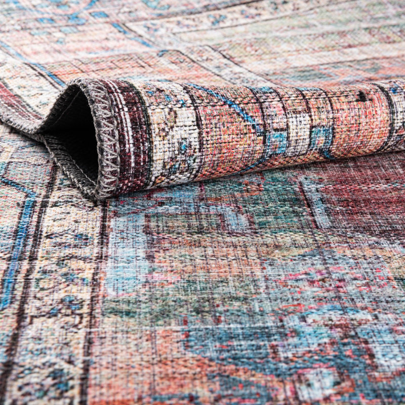 Tapis oriental beige / rose / bleu Engle, Ovale 4 pi 1 po x 6 pi 1 po