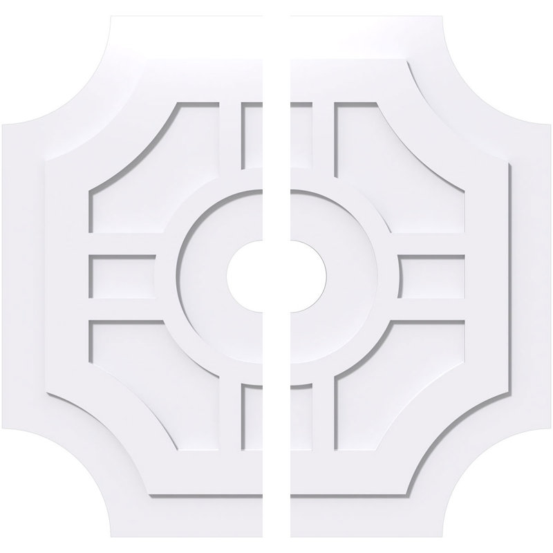 36"OD x 5"ID x 10 3/4"C x 1"P Haus Architectural Grade PVC Contemporary Ceiling Medallion, Two Piece, 1" H x 36" W x 36" D