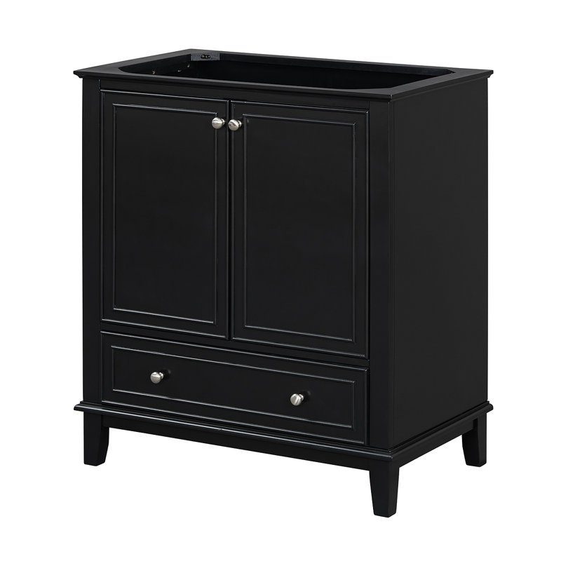 Meuble-lavabo 30 po sans lavabo, base seulement, armoire de salle de bain multifonctionnelle avec portes et tiroir, cadre solide et panneau de fibres à densité moyenne, 