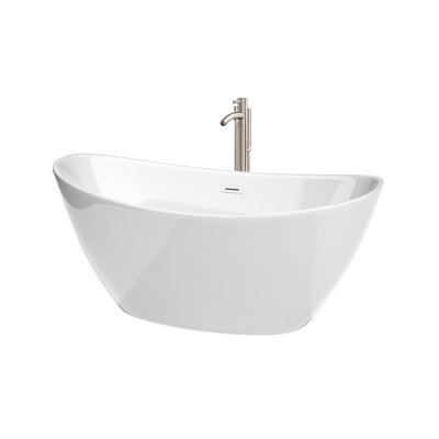 Dorrit 66" x 32" Freestanding Soaking Acrylic Bathtub with Faucet