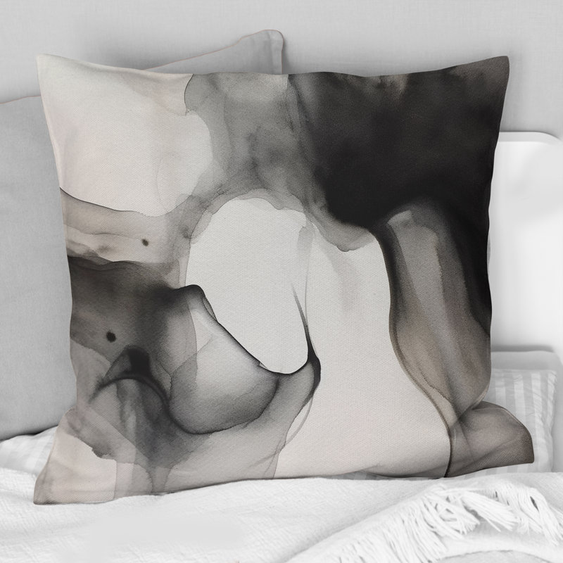 Coussin décoratif noir et blanc Pure Serenity II - Abstract Minimalisme