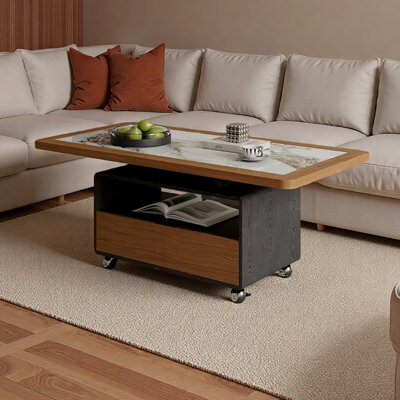 Small Apartment Movable Coffee Table with Drawer