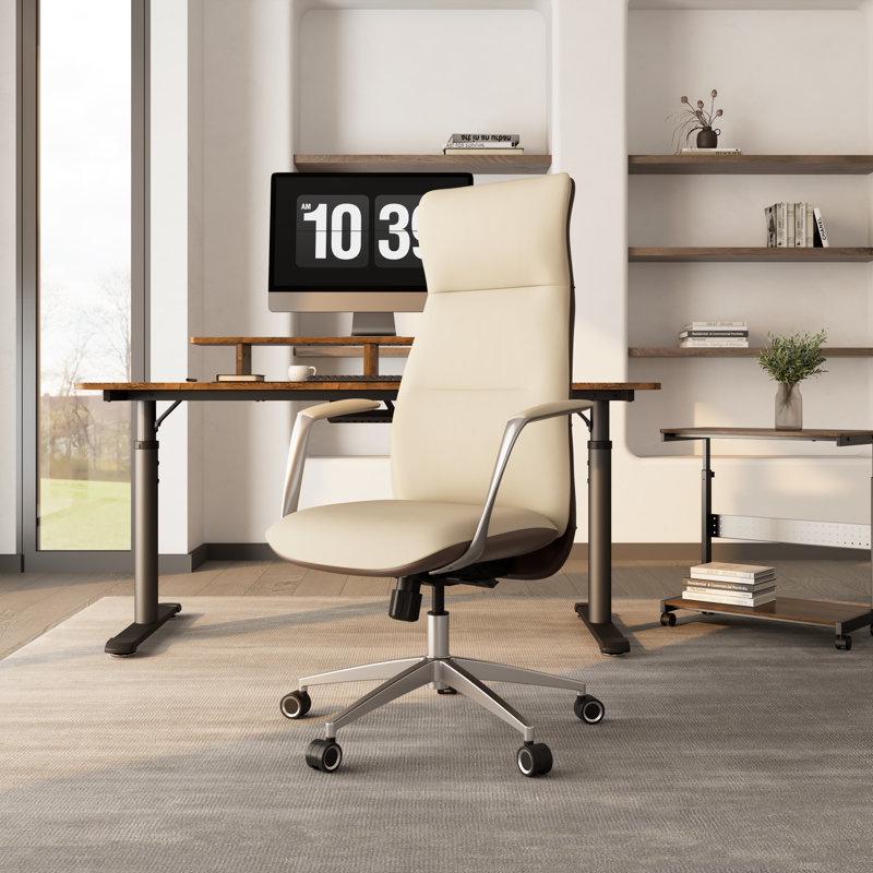 Yianna Ergonomic Executive Office Chair with Headrest, Beige