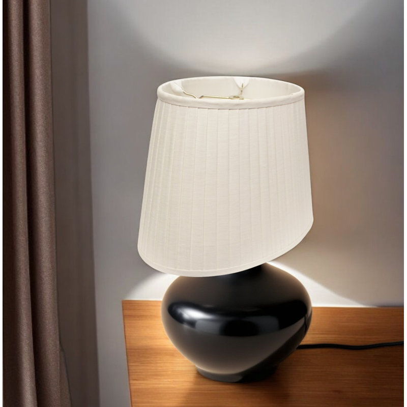 White Linen Pleated Oval Lamp Shade