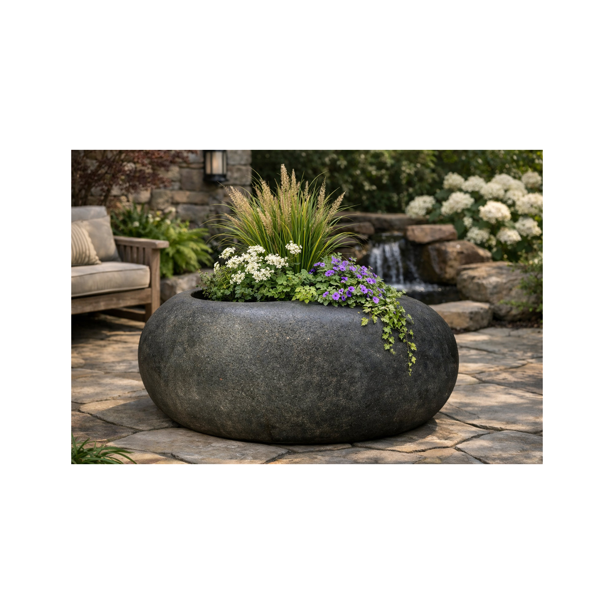 Lightweight Rock Garden Planter, Gray