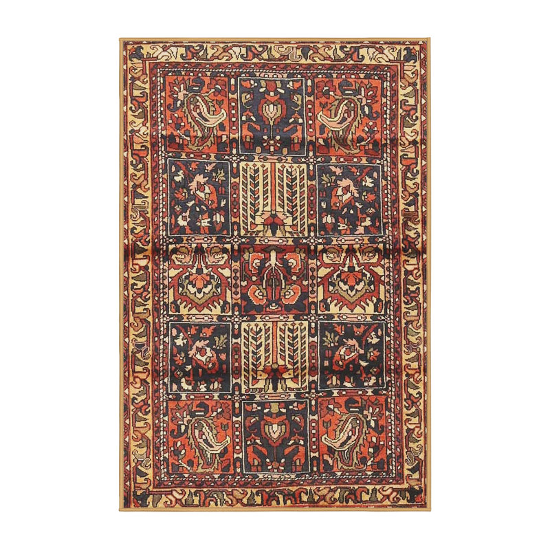Tapis brun/noir/crème traditionnel Vensey, Rectangle 2 pi x 5 pi