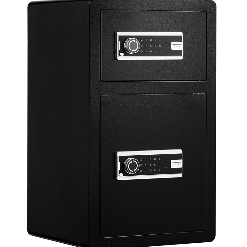 Coffre-fort à double porte 4,5 pi³ avec serrure à clé et sac à mot de passe ignifuge noir, rangement pour argent, passeport, bijoux, or, montres et documents