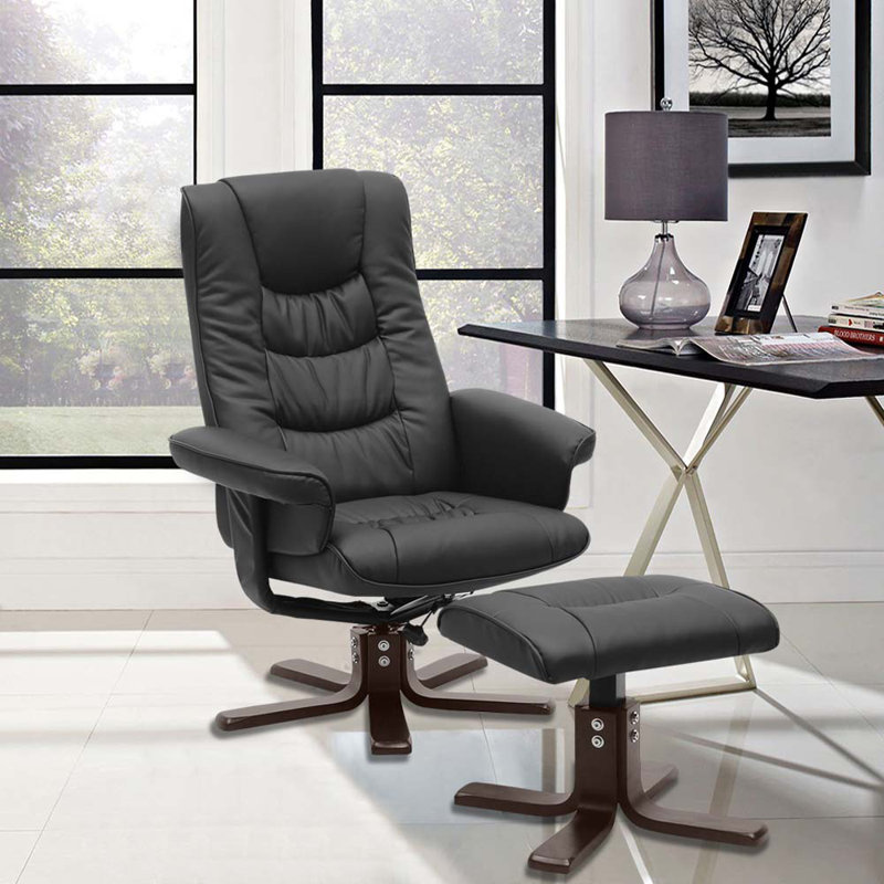 Cashaun 79cm Wide Swivel Wing Chair Recliner, Black