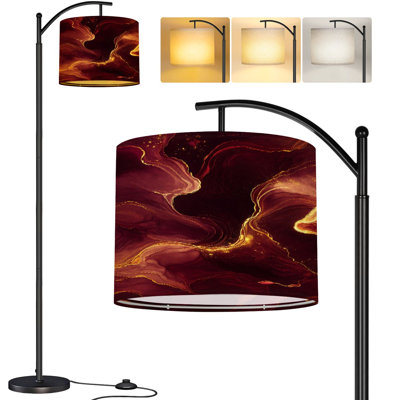  Lampe arc sur pied bourgogne imprimée sur tissu aquarelle mousseux bourgogne tendances haute lampe moderne sur pied abat-jour réglable en lin à 3 couleurs