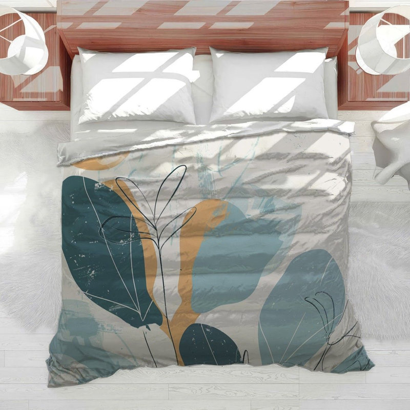 Floral Composition Cool Bedding, King Duvet Cover