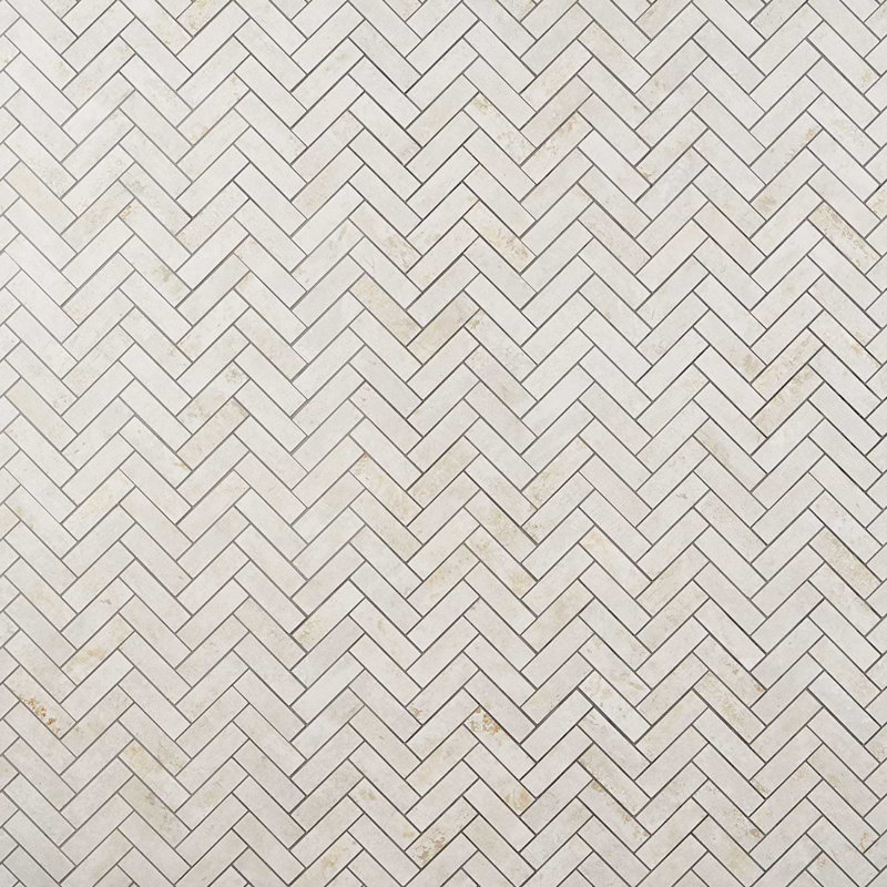 Portrait Herringbone Matte Porcelain Mosaic, Ivory