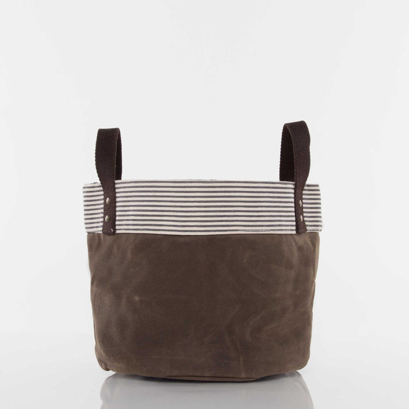 Bac de rangement en tissu ciré, Olive, Petit