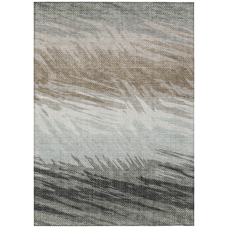 Machine Washable Indoor/Outdoor Houtz ACN2272 Stripes Rug, Rectangle 3' x 5'