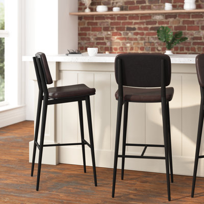 Crellus Upholstered Counter Stool with Metal Frame