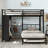Full Over Twin Xl  (Full Xl Over Twin Xl)  Bunk Bed With Built-In Wardrobe, Metal Bunk Bed With Twin Trundle, Foldable Desk, Ladders, Noise-Reduced Design