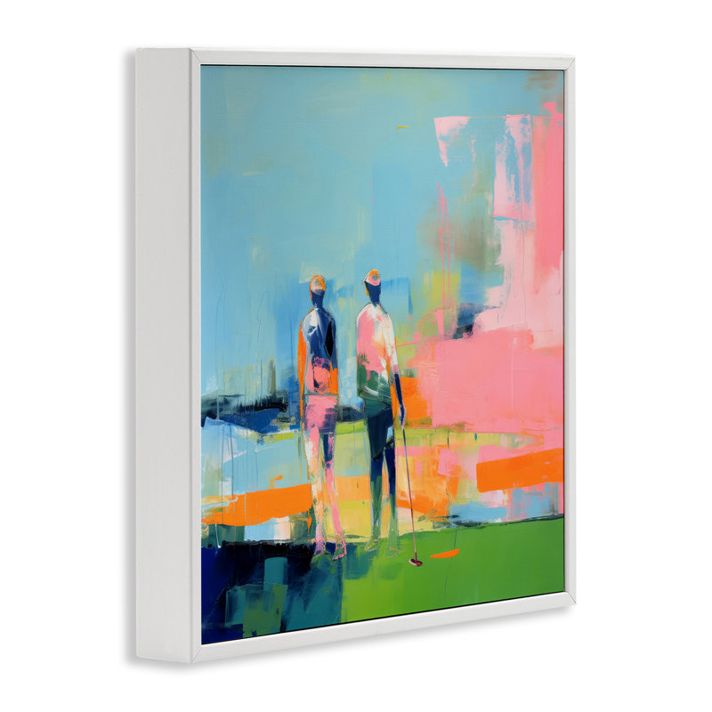 Scène de golf abstraite encadrée par Irena Orlov, Giclée encadrée blanc bord de mer, H 17 po x l 17 po