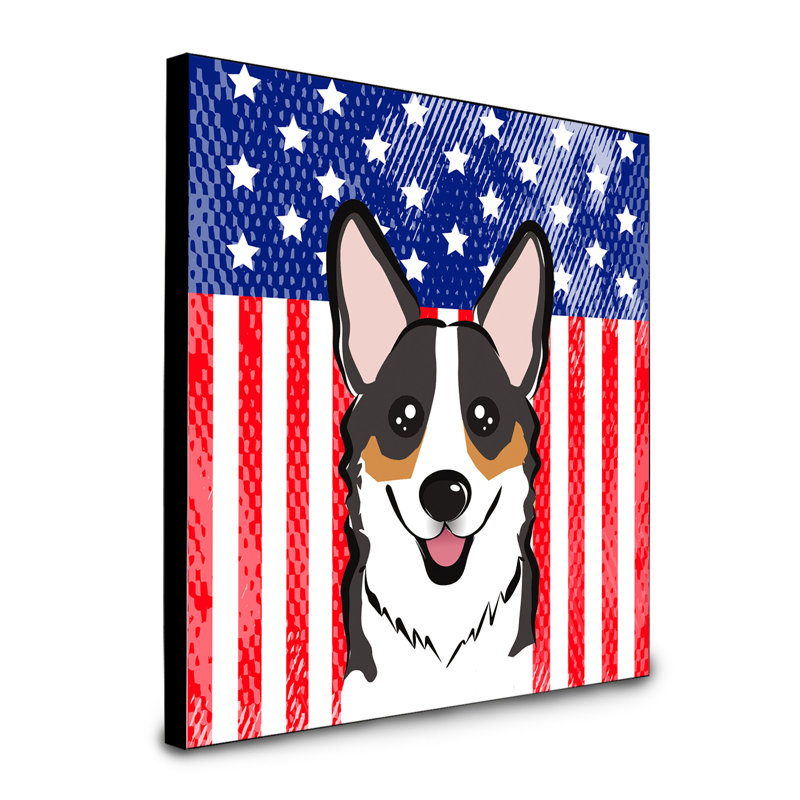 « american flag », art encadré Macomb, Corgi tricolore