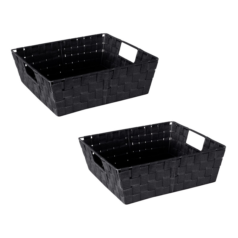 Panier en tissu, Noir, H 5 po x l 15 po x P 13 po, 2