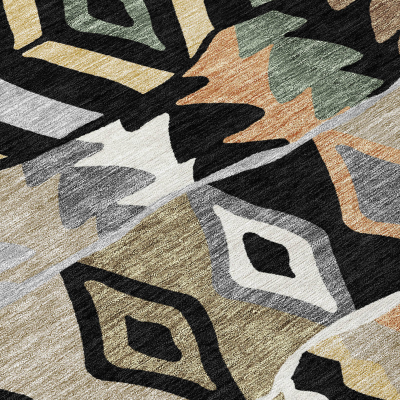 Machine Washable Indoor/Outdoor Chantille ACN2844 Lodge Rug, 9' x 12', Black