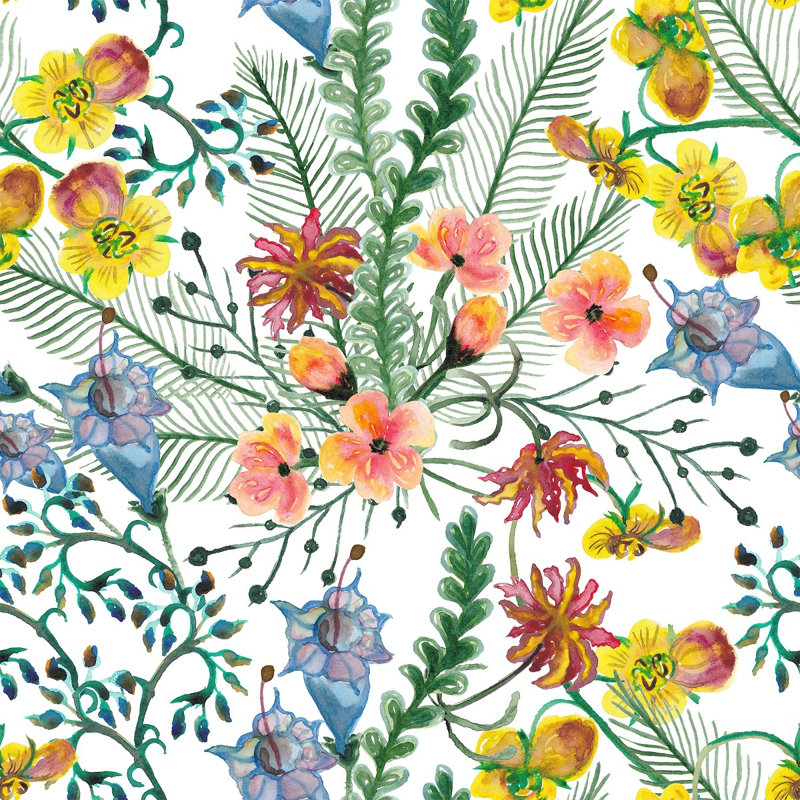 Carreau de papier peint l 25 po Wildflowers, L 2,09 pi x L 10,42 pi