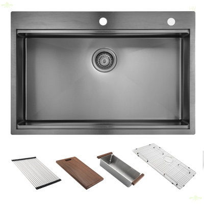 Évier de cuisine encastrable 36 po X 36 po - encastrable 36 po x 22 po à montage sur le comptoir avec accessoires de cuisine
