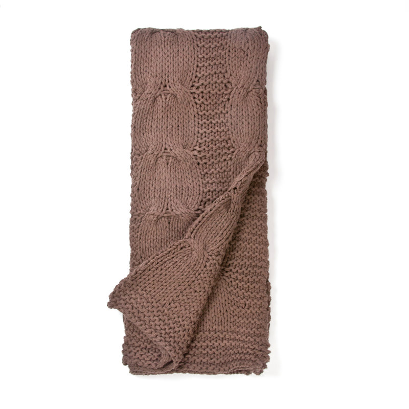 Narberth Knitted Throw Blanket, Charcoal/Brown