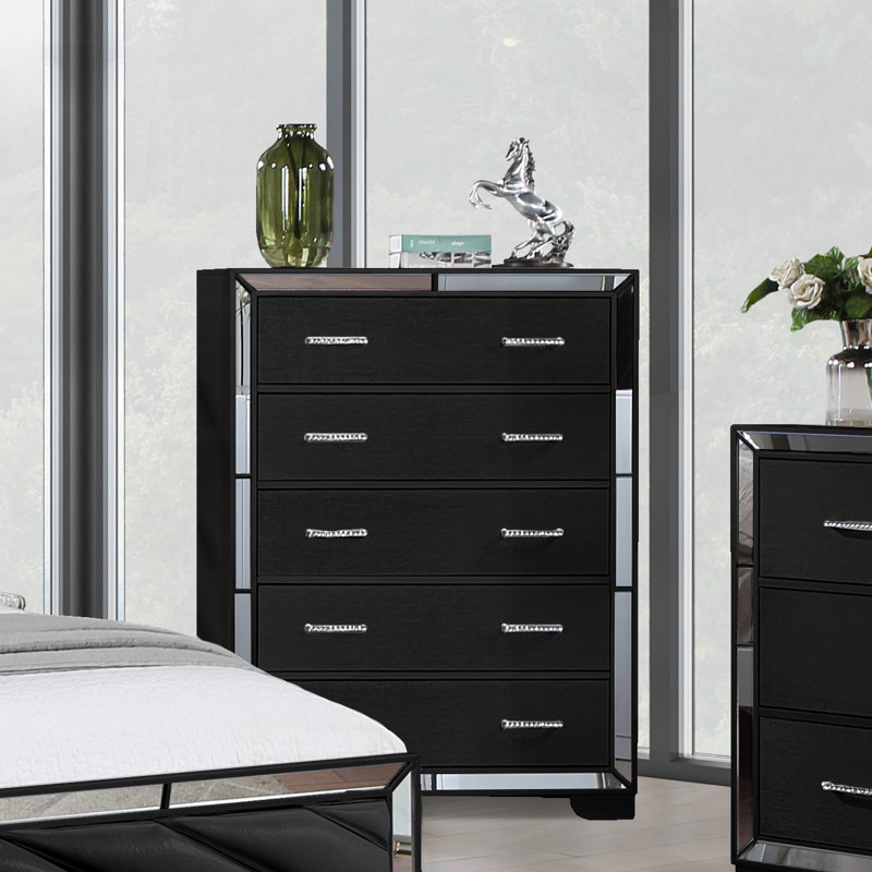 Commode 5 tiroirs Silloth, Noir