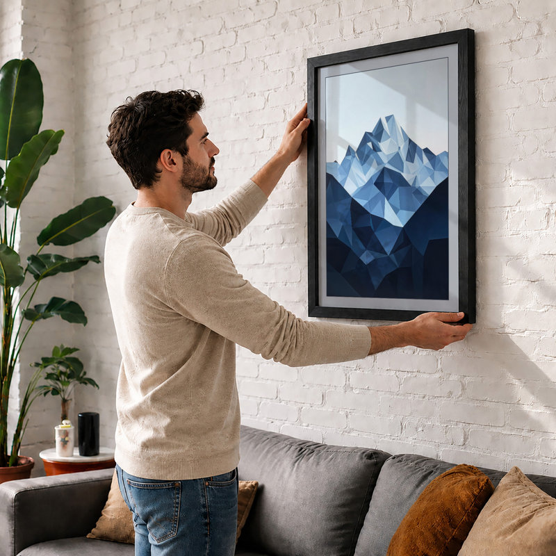 Crystalline Peak Geometric - Print, A2 - 59.4 x 42.0 cm, Walnut