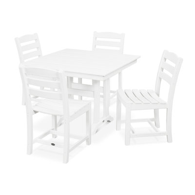 POLYWOOD La Casa Café 5-Piece Farmhouse Trestle Side Chair Dining Set