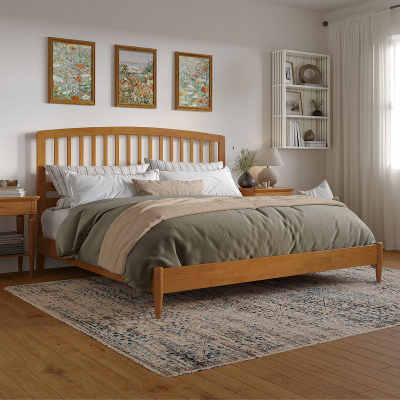 Audriel Solid Wood Low Profile Platform Bed, Light Toffee, King