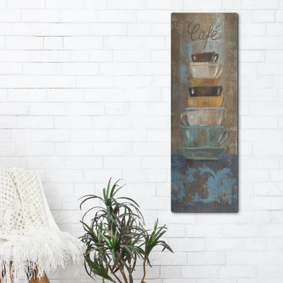 «Antique Coffee Cups 1» par Silvia Vassileva, art mural en métal, 16 po x 48 po