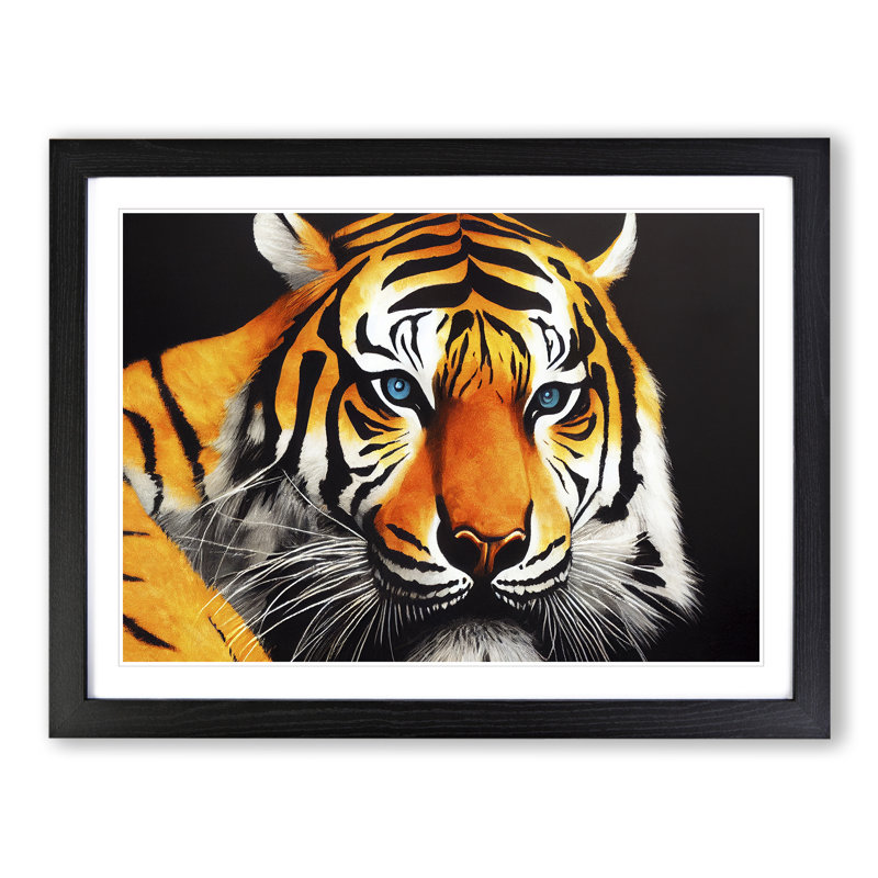 XH1022-996X A Tiger Portrait Vol.3 - Single Picture Frame Painting, 25cm H x 34cm W x 2cm D, Black