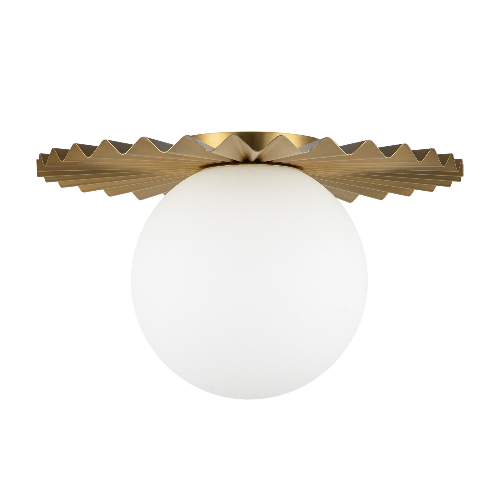 Laki Single Light Glass Flush Mount, 8.63" H x 13.88" W x 13.88" D, Brushed Gold