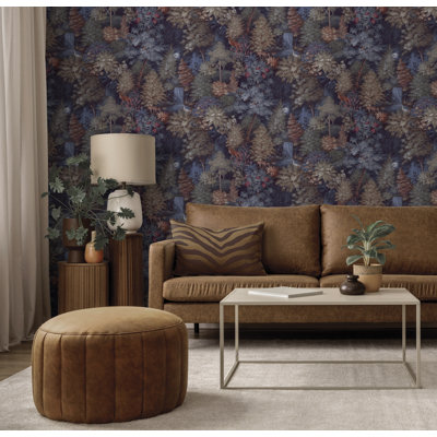 Papier peint bleu marine Midnight Woods