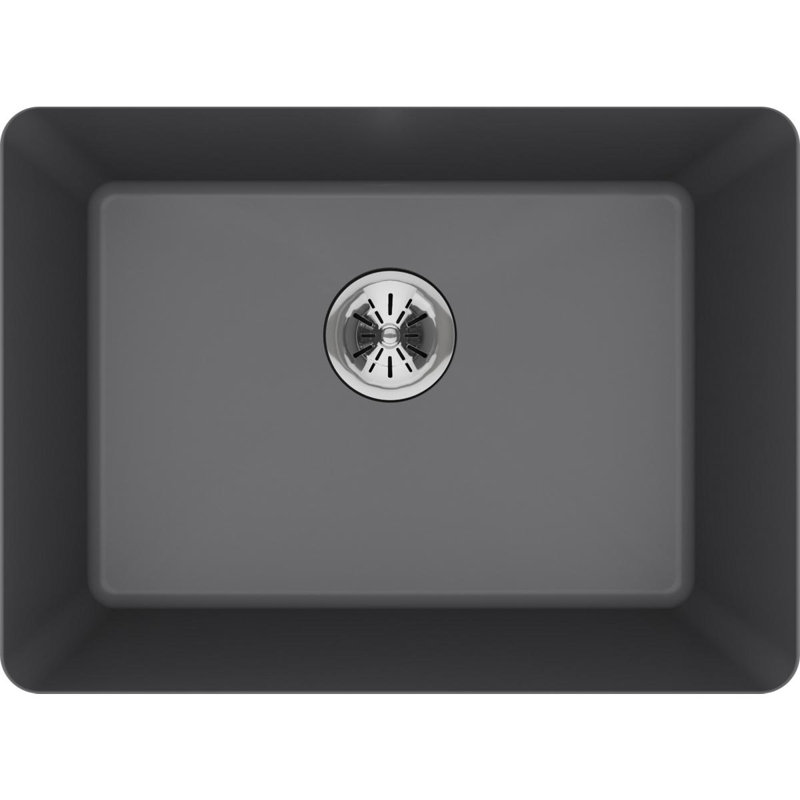 Quartz Classic 25" x 18-1/2" x 11-13/16" Undermount Kitchen Sink with Basket strainer, Greystone