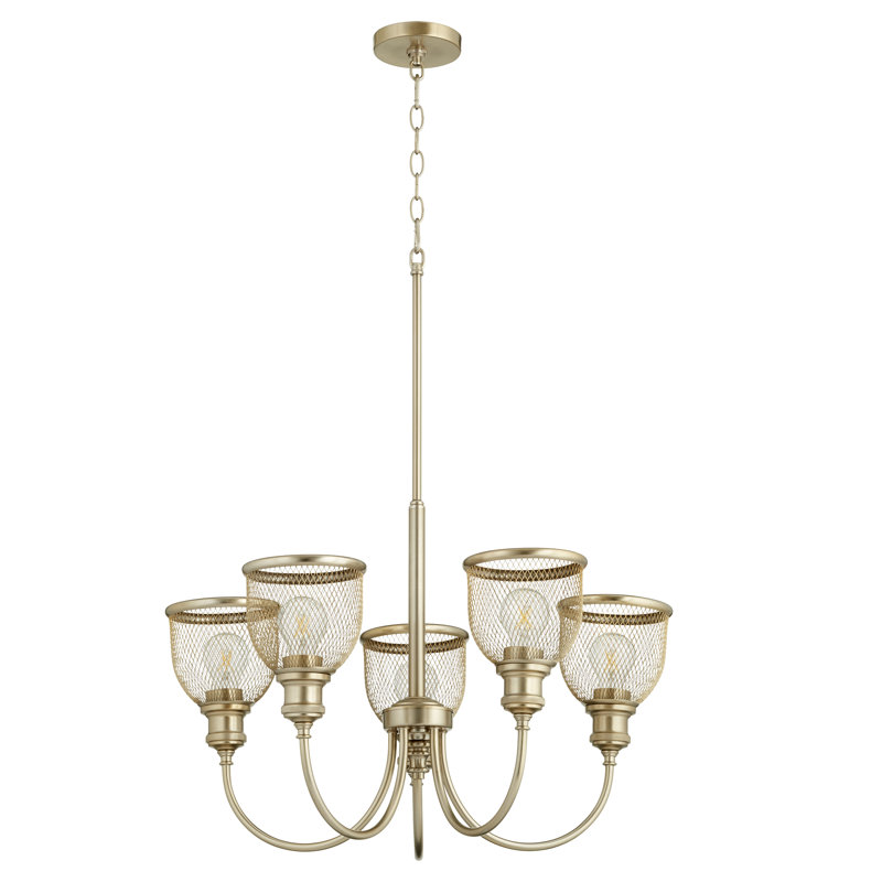 Lustre classique/traditionnel ombré 5 lumières Crowley, Laiton vieilli