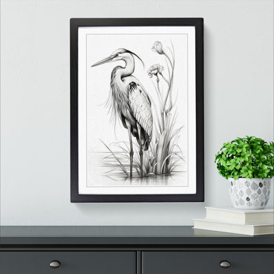 Heron Line - Single Picture Frame Print on Wood