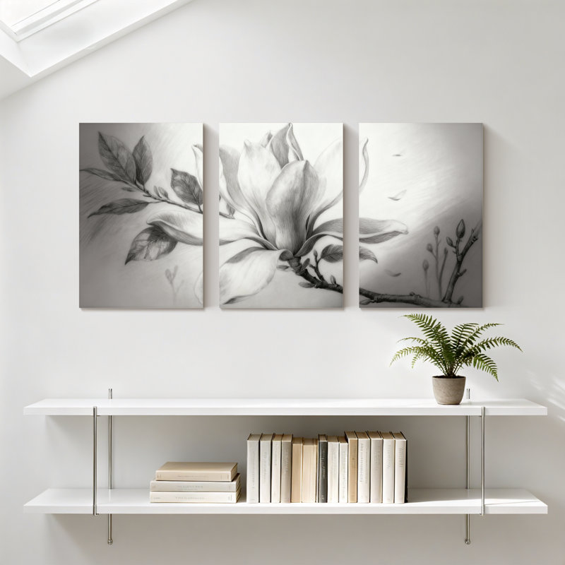 Ensemble de 3 impressions sur toile Magnolia, H 18 po x l 36 po