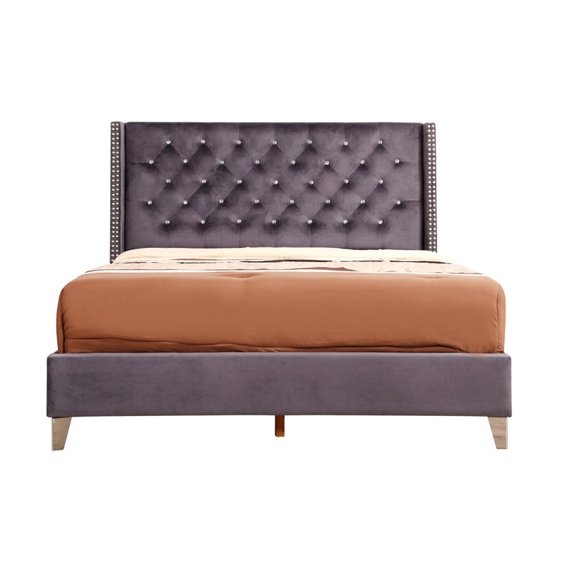 Ashe Upholstered Low Profile Standard Bed, Full/Double, Purple