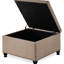 Storage With Black Linen Cover And Solid Wood Construction Legged Square Upholstery
