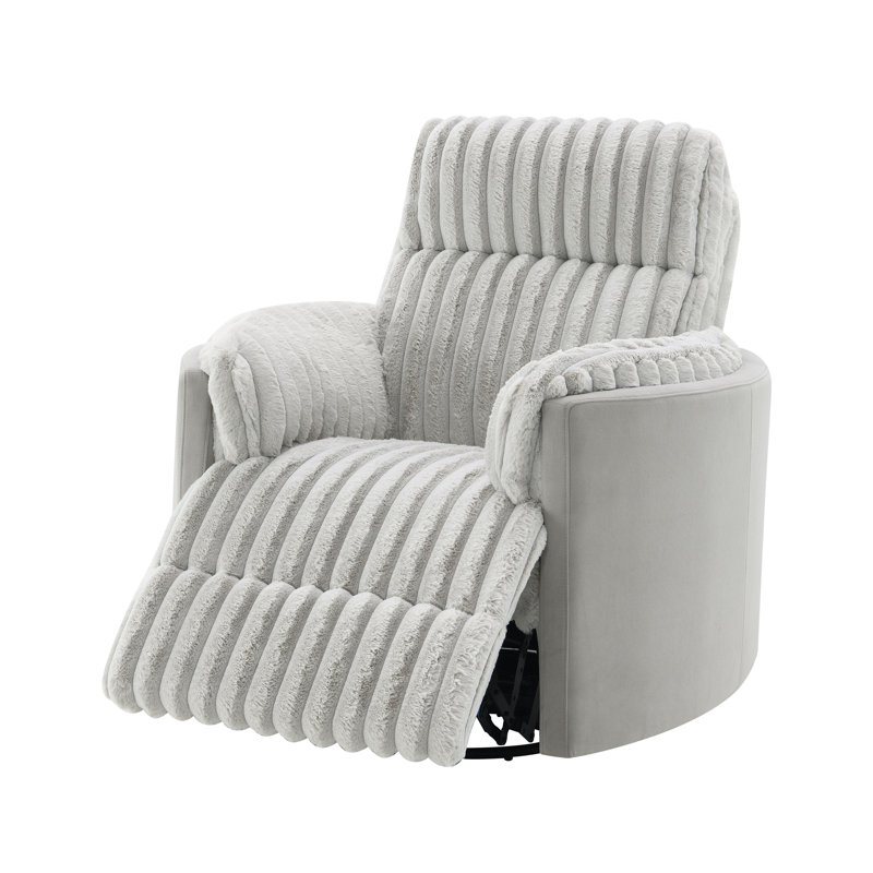 Fauteuil inclinable et oscillant en velours côtelé gris Emee