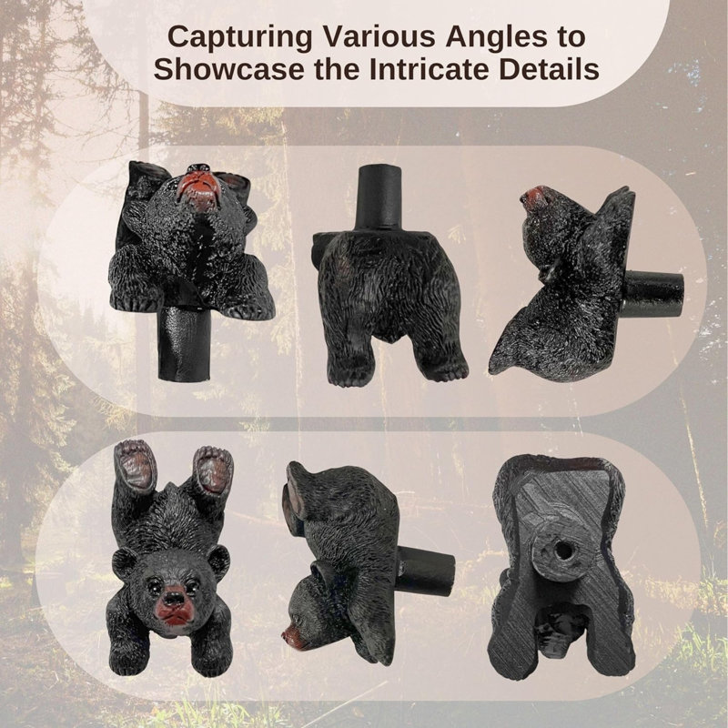 Resin Rustic Wildlife Drawer Pull and Cabinet Knob Handstand Playing Black Bear Design
