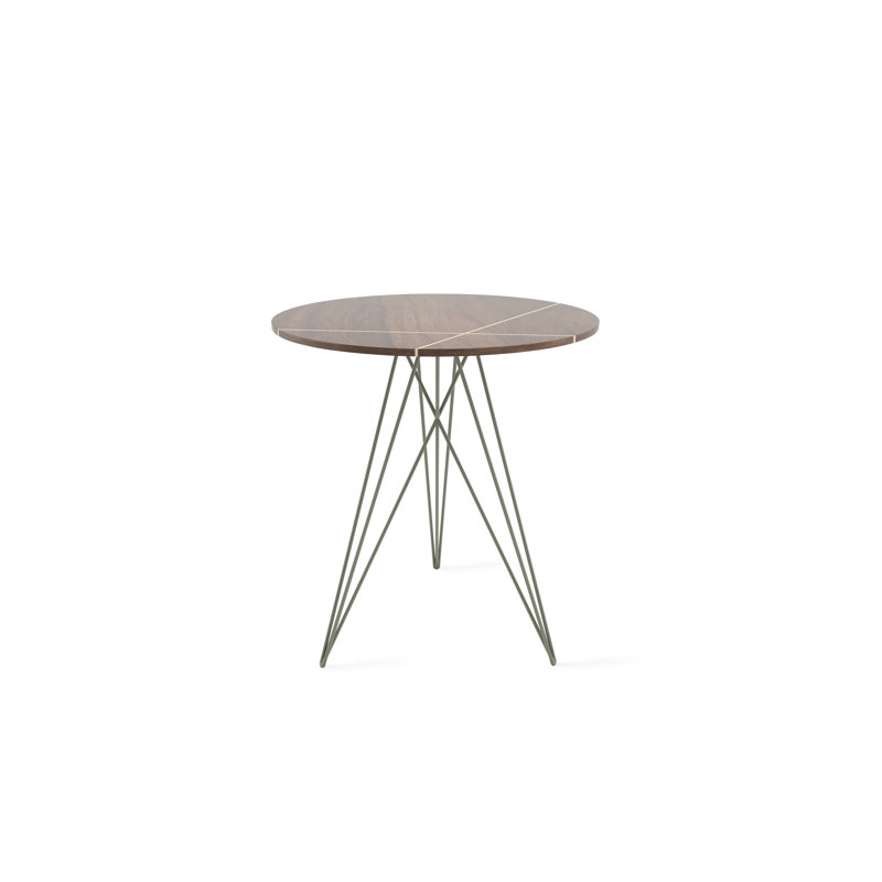 Hudson Solid Wood Top End Table, Walnut, Prairie Green