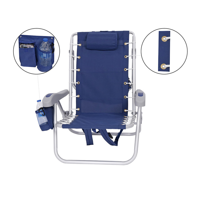 Ultimate Heavy Duty Aluminum Folding Backpack Beach Chair for Adults | Lay Flat, 5 Reclining Positions | Removable Insulated Cooler Pouch | 300 lbs Weight Capacity